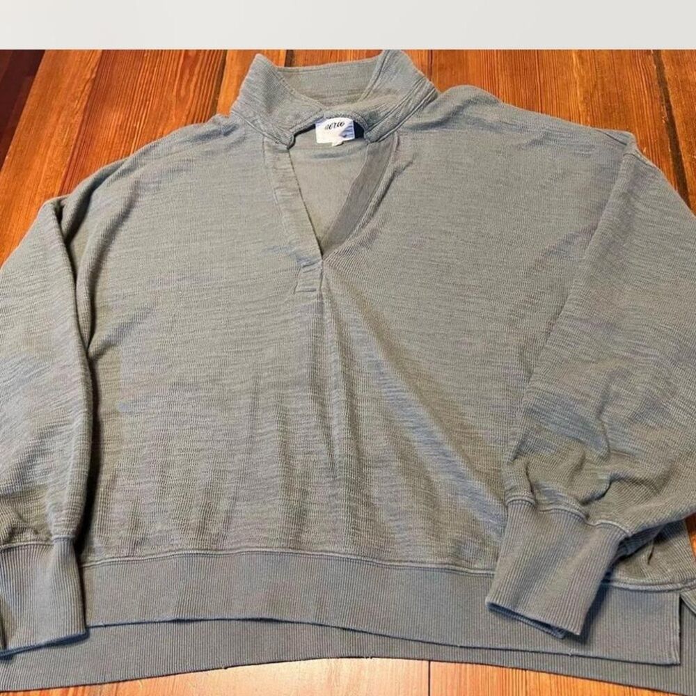 Aerie Women's V Neck Oversized Green Pullover Size‎ XL